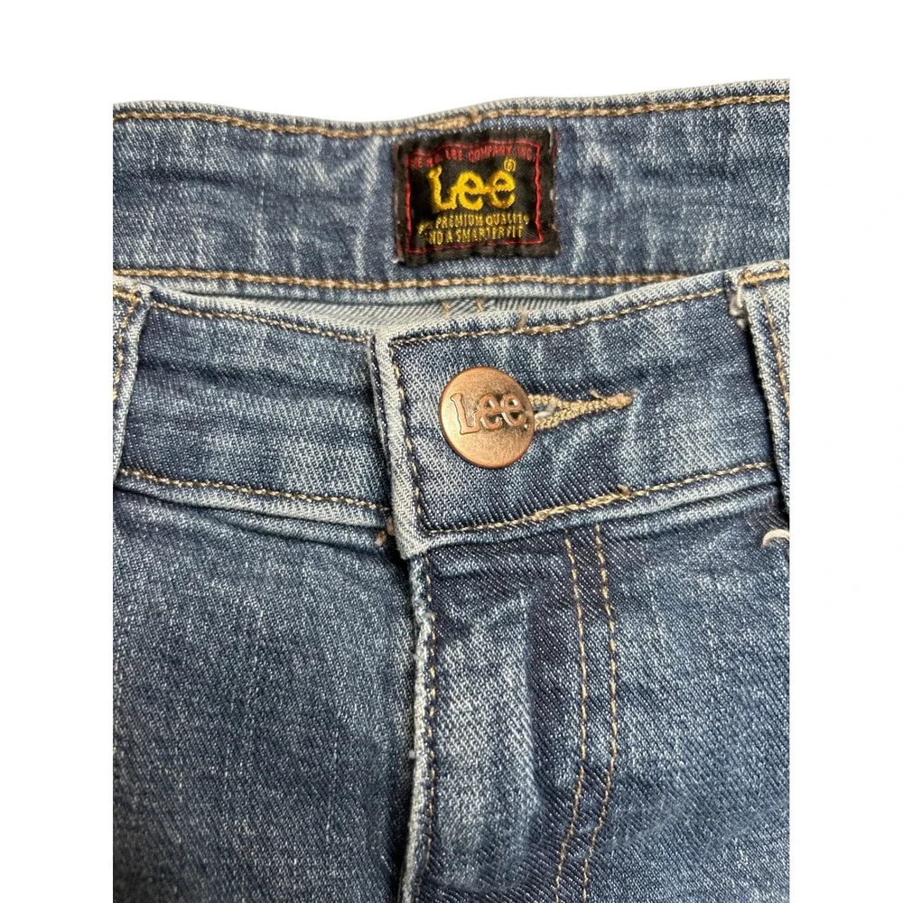 Lee Mens Straight Leg Distressed Medium Wash Blue‎ Denim Jeans 31x27.5